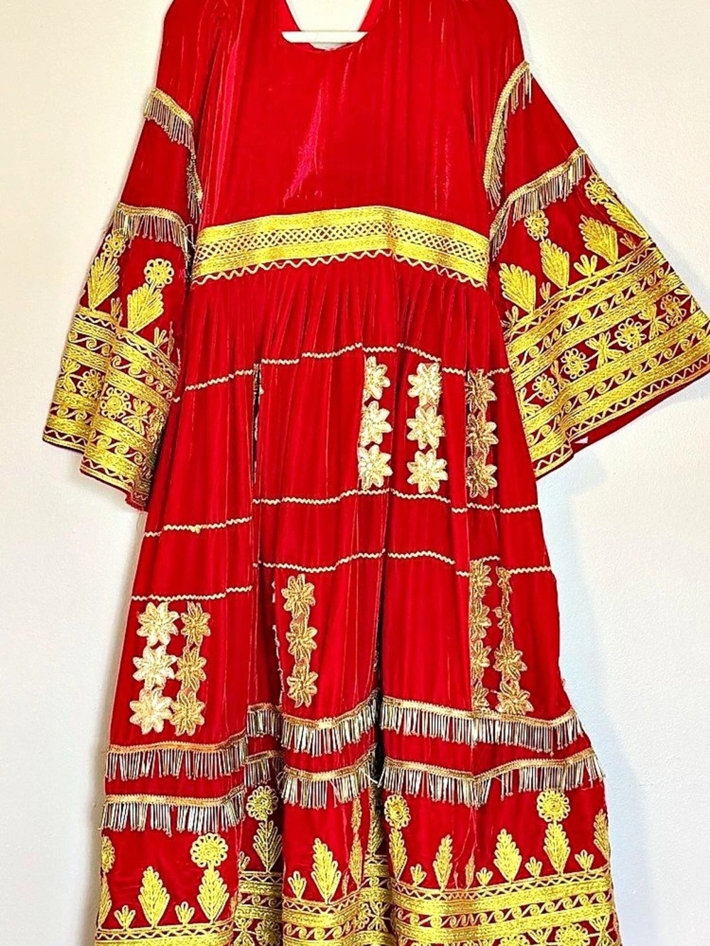 Red & Green Embroidered Traditional Dress